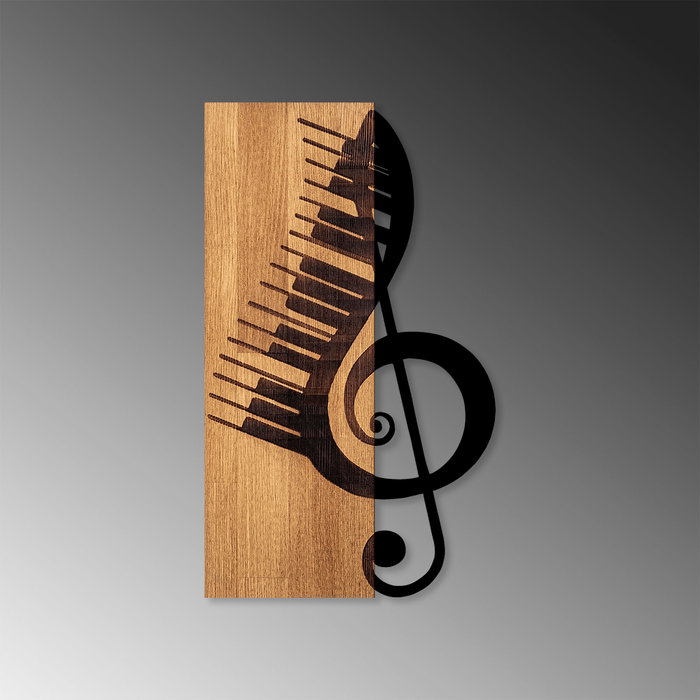 Wallity Musical 1 Escultura de pared de Madera y Metal Nogal y Negro